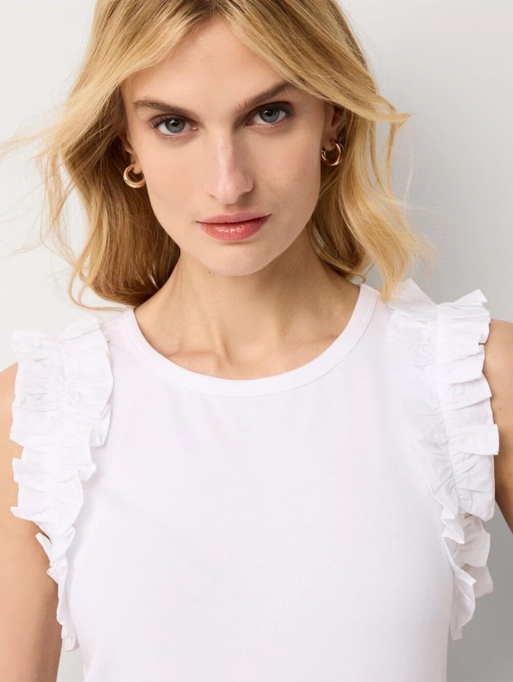 WHBM | Ruffle Trim Tank Color: white - Picture 3 of 11